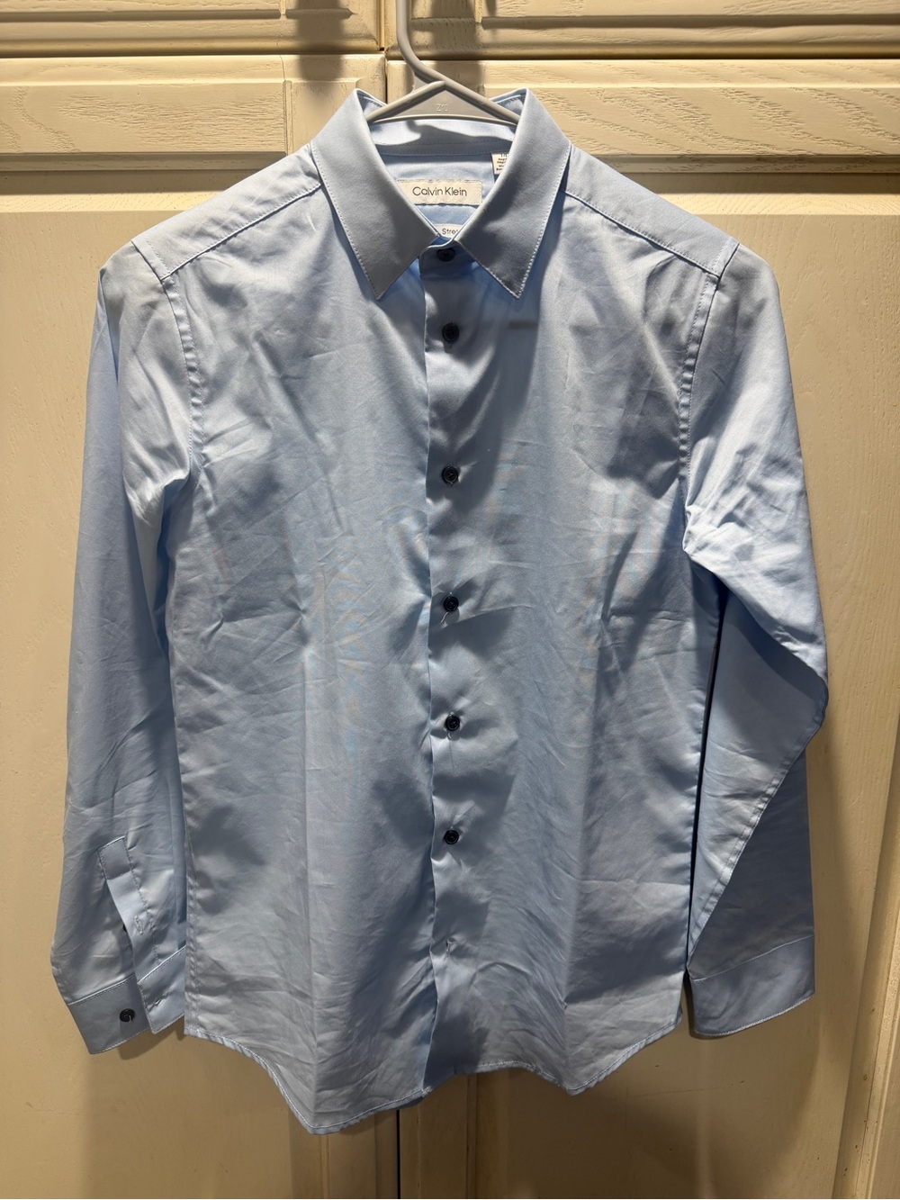 Calvin Klein Boy’s Sky Blue Button-Up Stretch Dress Shirt
